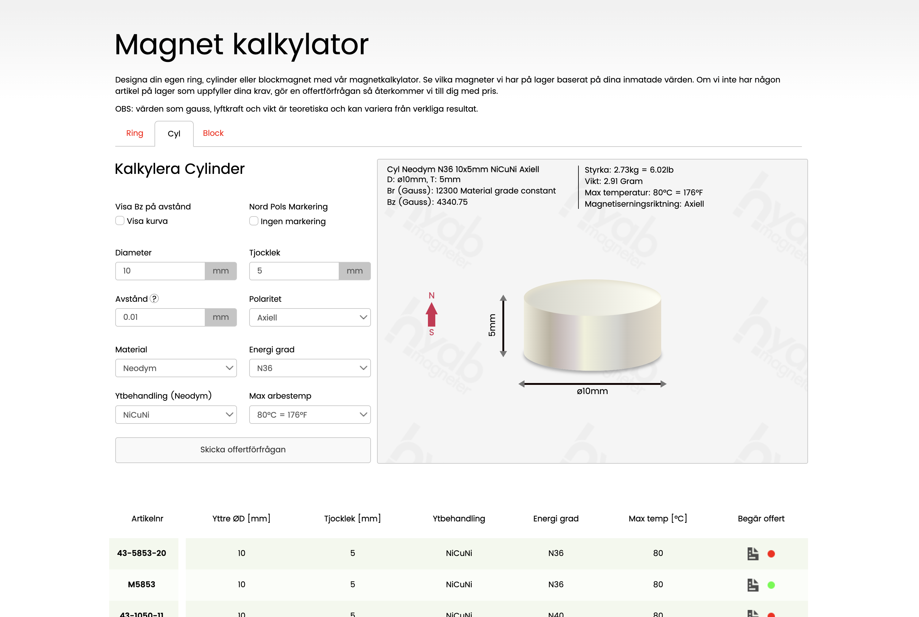 Hyab magnet configurator – screenshot
